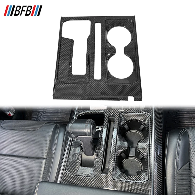 BFB Carbon Fiber Car Accessories  Center Console Gear Shift Cup Holder Cover  For Ford F150  2022-2024