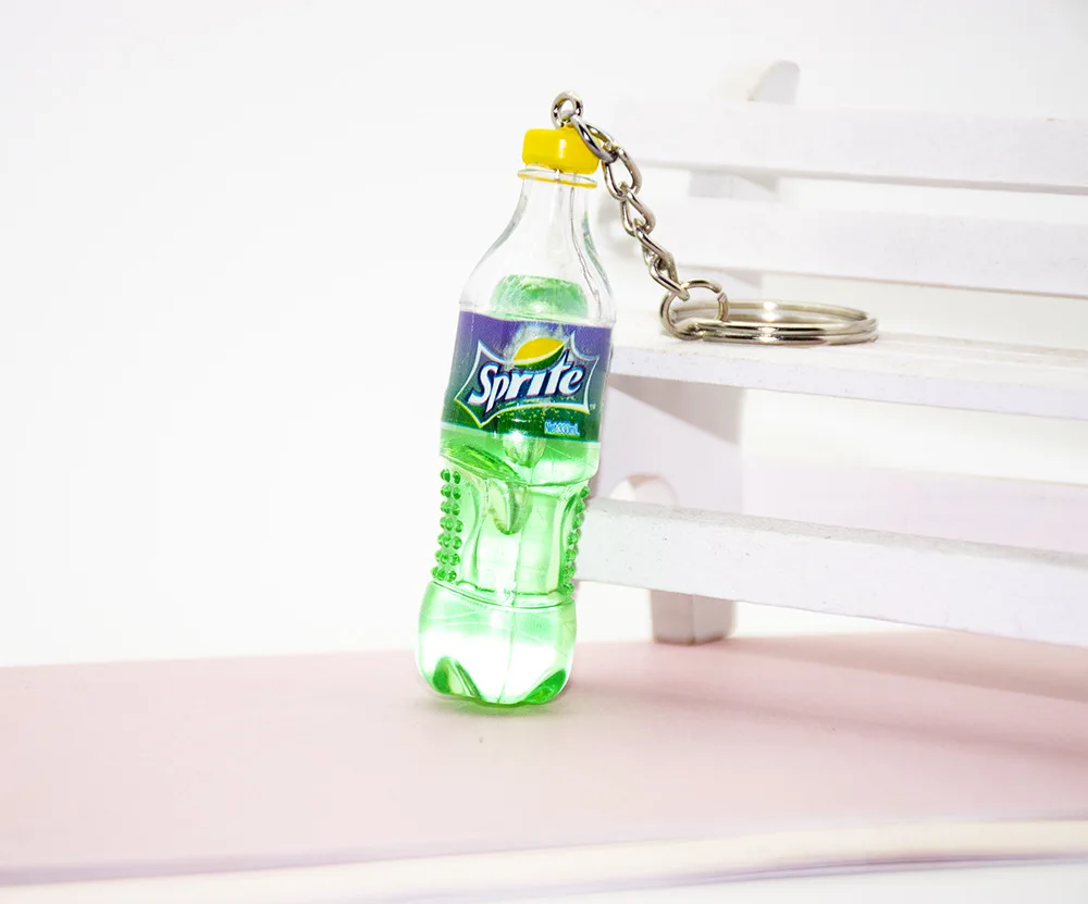2022 Wholesale Mini Beverage Bottle Keychain Pendant Wholesale Simulation Carbonated Drink Bottled Keyring