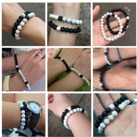 7 Style Couples Distance Bracelet Natural Stone Yoga Beaded for Men Women Friend Gift Charm Strand