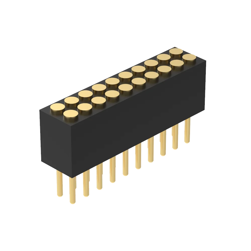 Denentech 1.27mm pitch Double Row H4.0mm Straight DIP Flat Bottom Type Female Pogo Pin Connector