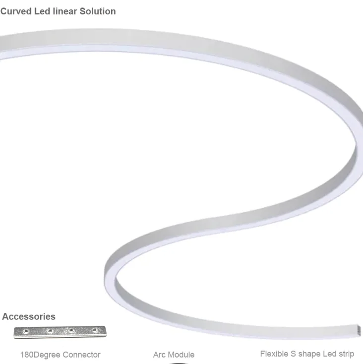 Low Moq Customized Flexible diffuser 35mm Dia600mm Recessed curved led profile