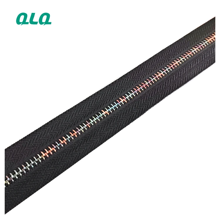 
QLQ High Quality Long Chain No 5 Rainbow Teeth Nylon Zipper With Metal Slider 