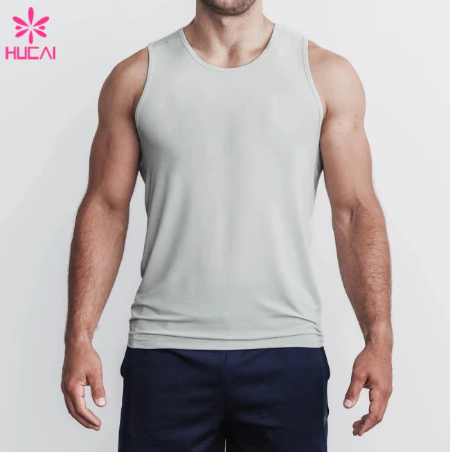 hucai custom OEM cotton oversize acid washed vintage tank top for men