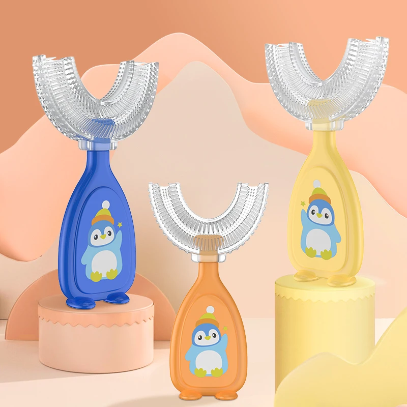 Factory Price 2 sizes Baby toothbrush Eco-Friendly Silicone U Shape manual tooth brush