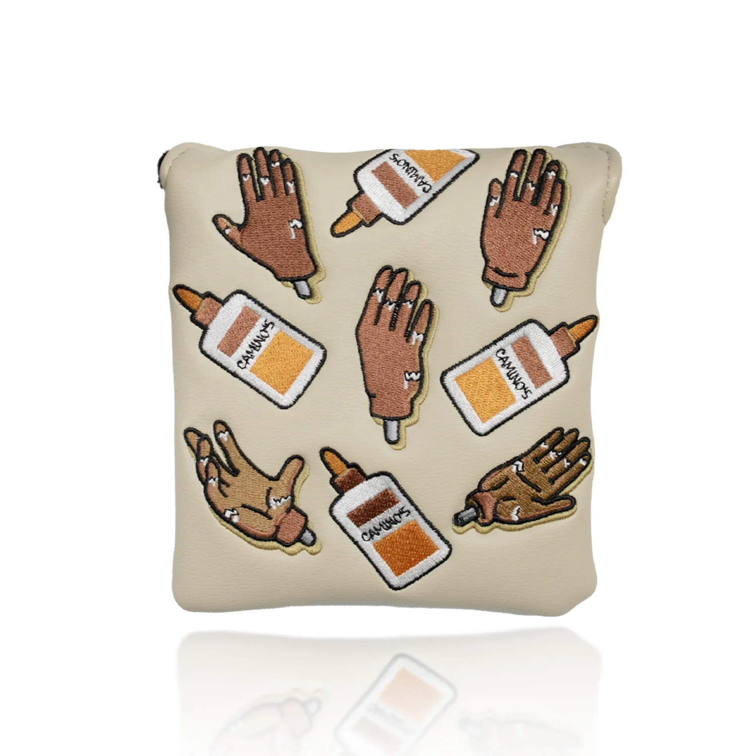 Yopral OEM Custom Black PU Leather Magnetic Embroidery Tag Golf Club Putter Cover Mallet Putter Head Cover Square