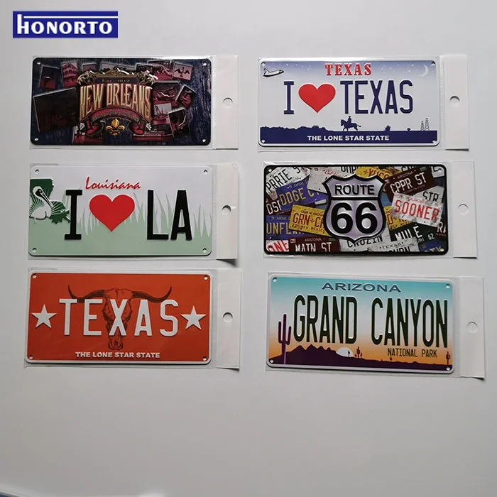 Factory Customized Island Name Souvenir Promotional Metal License Plate IBIZA Fridge Magnet