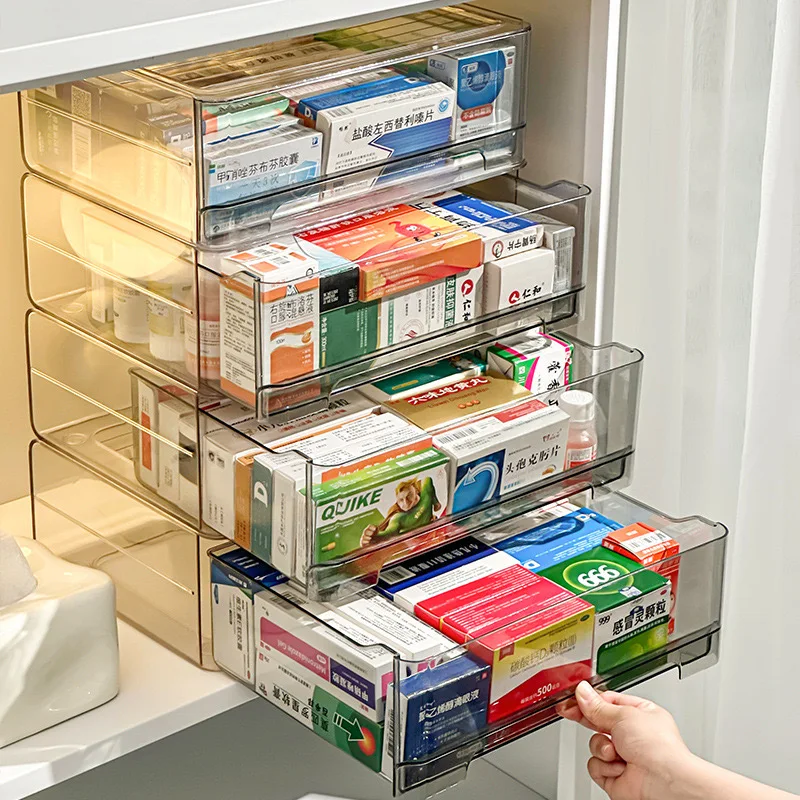 Medicine drawer Home medication storage Clear pill case Storage cabinet Acrylic household necessities