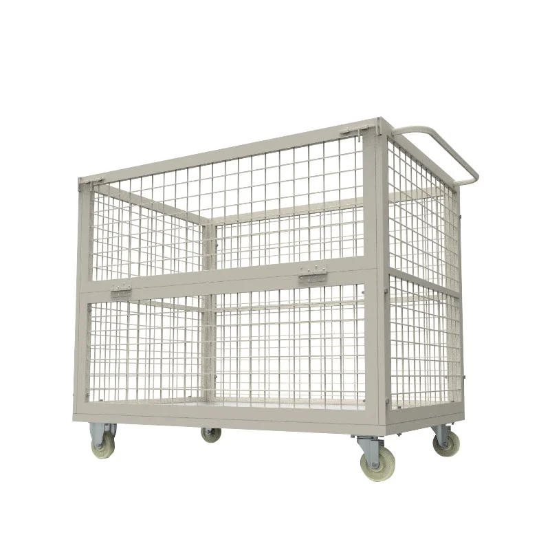 Customizable Wholesale Foldable Lockable Wire Mesh Transport Metal Storage Wire Mesh Pallet Cage