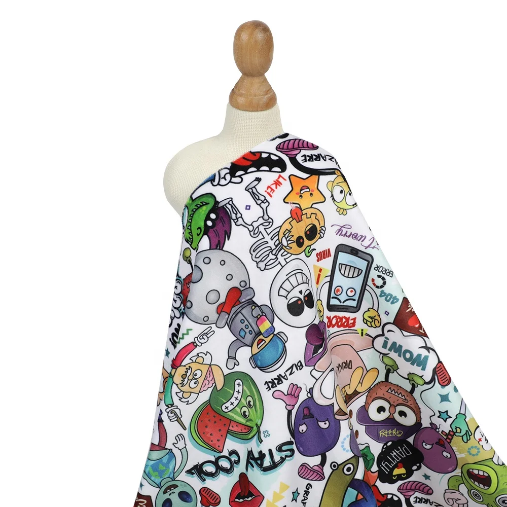 No MOQ Custom digital Printed Minky spandex fabric by the yard for baby blanket