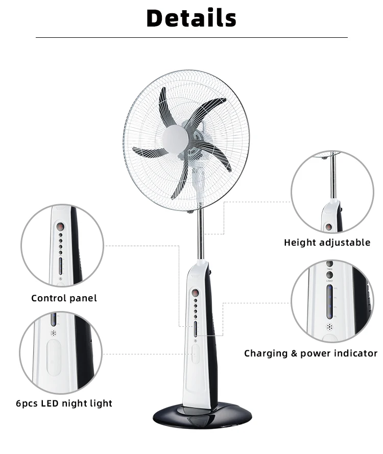 Factory Wholesale Best Quality 16 inch Rechargeable Fan With Remote Control For Outdoor Indoor, high speed Slient Standing Fan