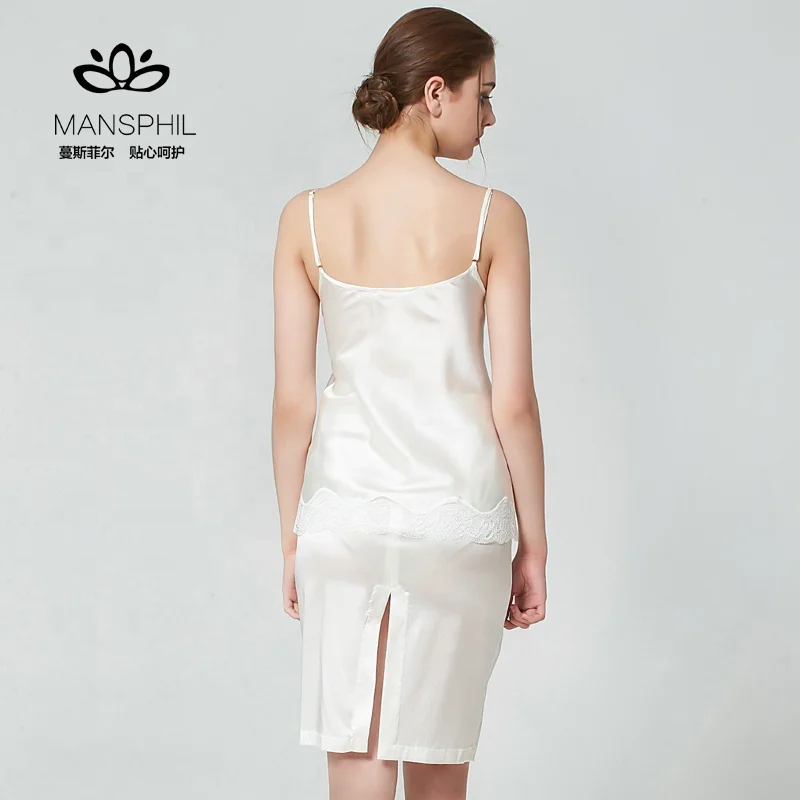 100 Silk Spaghetti top camisole and skirt PJ Set Homewear Sleepwear with  Lace Trimming