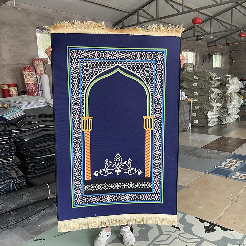 Libosa Cross-border Amazon crystal velvet printing prayer Carpet Tassel portable prayer mat prayer worship blanket restaurant Us