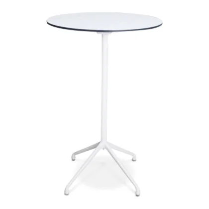 Outdoor HPL top metal base foldable bar table in white