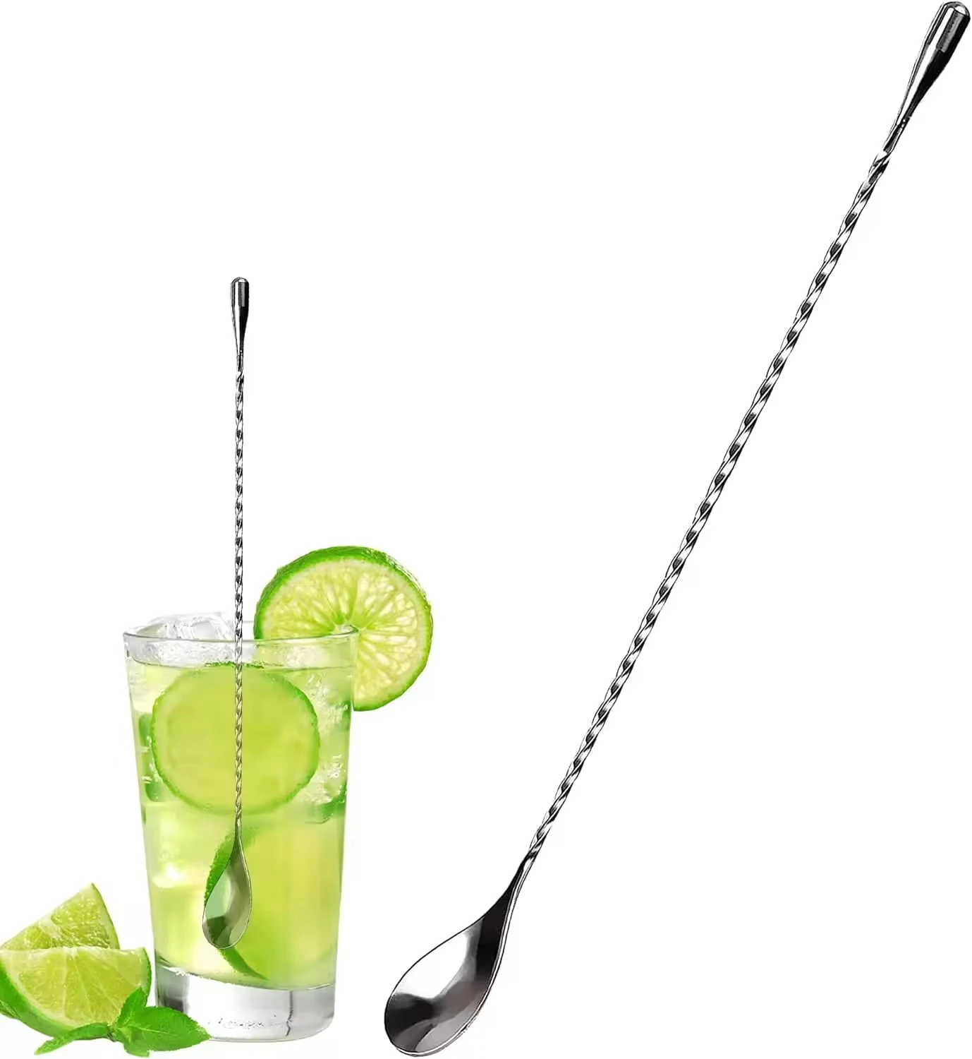 Hot sell Stainless Steel Bar Cocktail Mixing Spoon Stirrers Cocktail Shaker Spoon With Twist Handle
