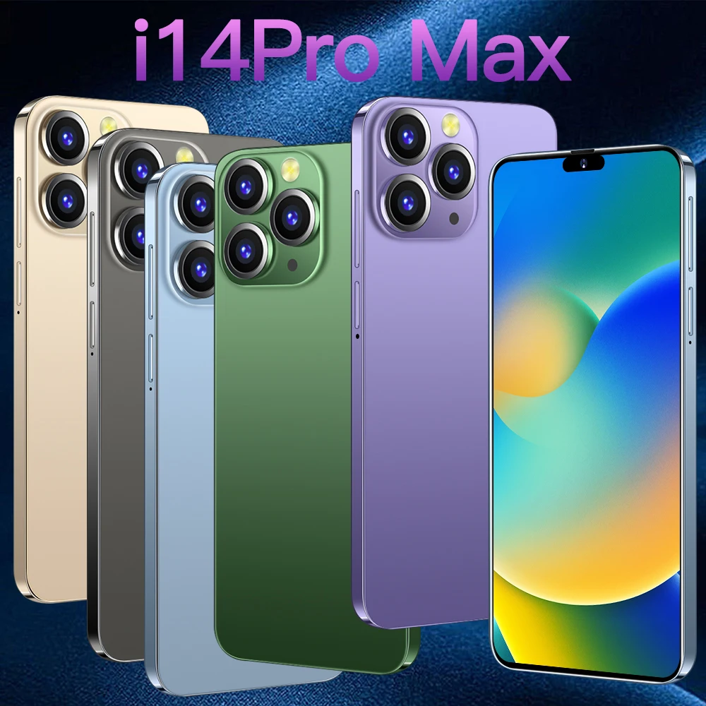 2023 Popular I14 Pro Max Original Unlock Smartphone With Wireless Charging 12GB + 1tgb 6.8 Inch Dual Sim Android 11 Cell Phone