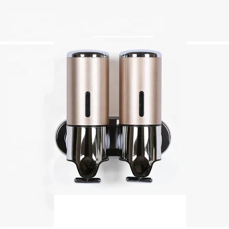 ZHUO AO 1000ML  bathroom chrome transparent manual touch plastic hand shower 2 in 1 soap dispenser wall mount hands bathroom