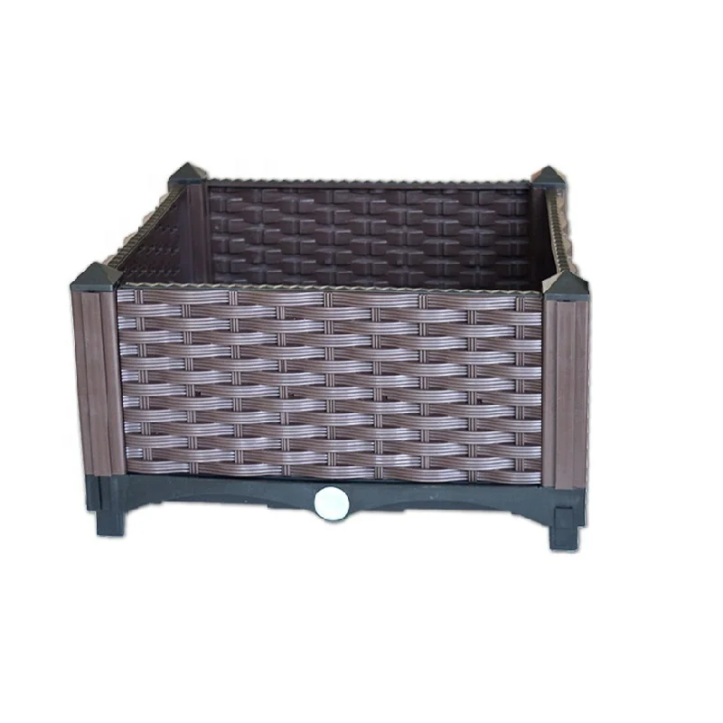 Factory wholesale Outdoor Raised Garden Bed square plastic vegetable box flower deepen planting box for garden