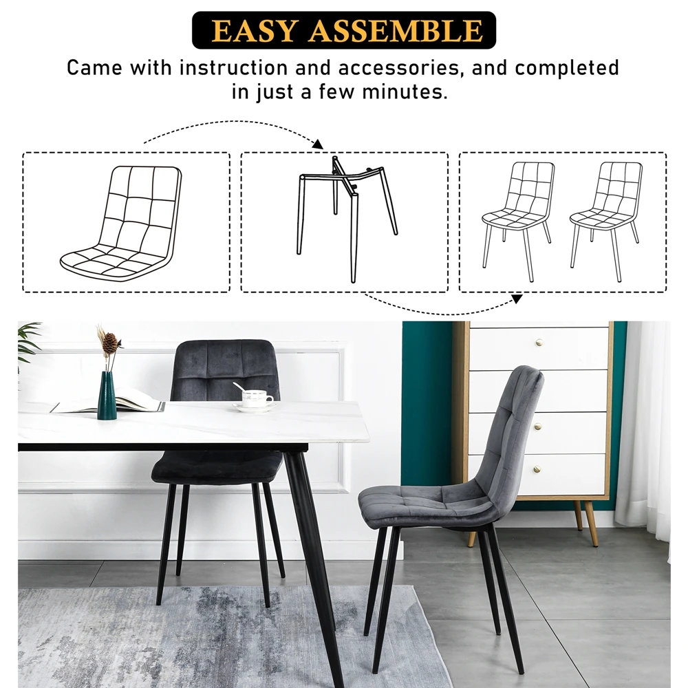 New design hot sale stylish durable velvet fabric multi-colored metal tube leg dining chairs for sale