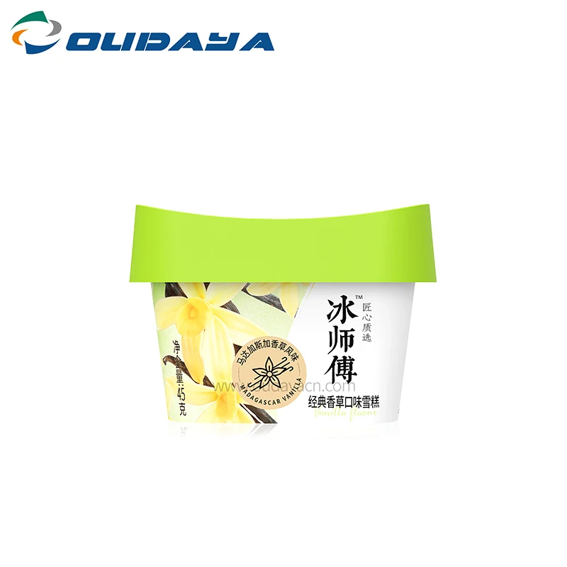 disposable plastic cup with lid spoon square 4oz pudding jelly cup ice cream cup