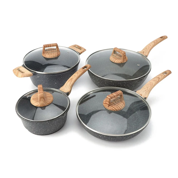 8 Pieces Cooking Pot Cookware Bakeware Sets Pots and Pans Non-stick Cookware Set