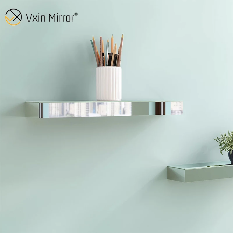 Vxin factory supply  silver wall decor silver glass mirror wall shelf for wall