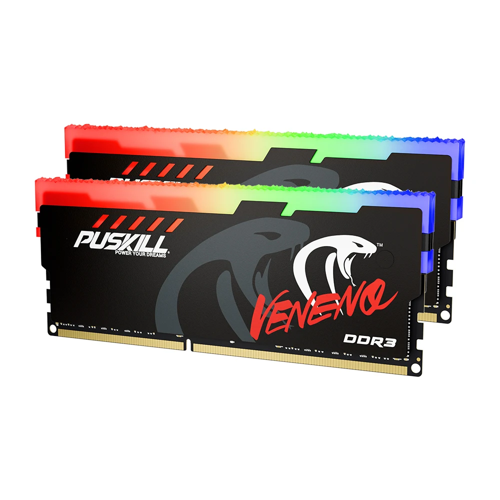 PUSKILL DDR3 RGB Desktop RAM 1.5V 1333MHz 1600MHz 4GB/8GB Capacity Compatible with ECC Function