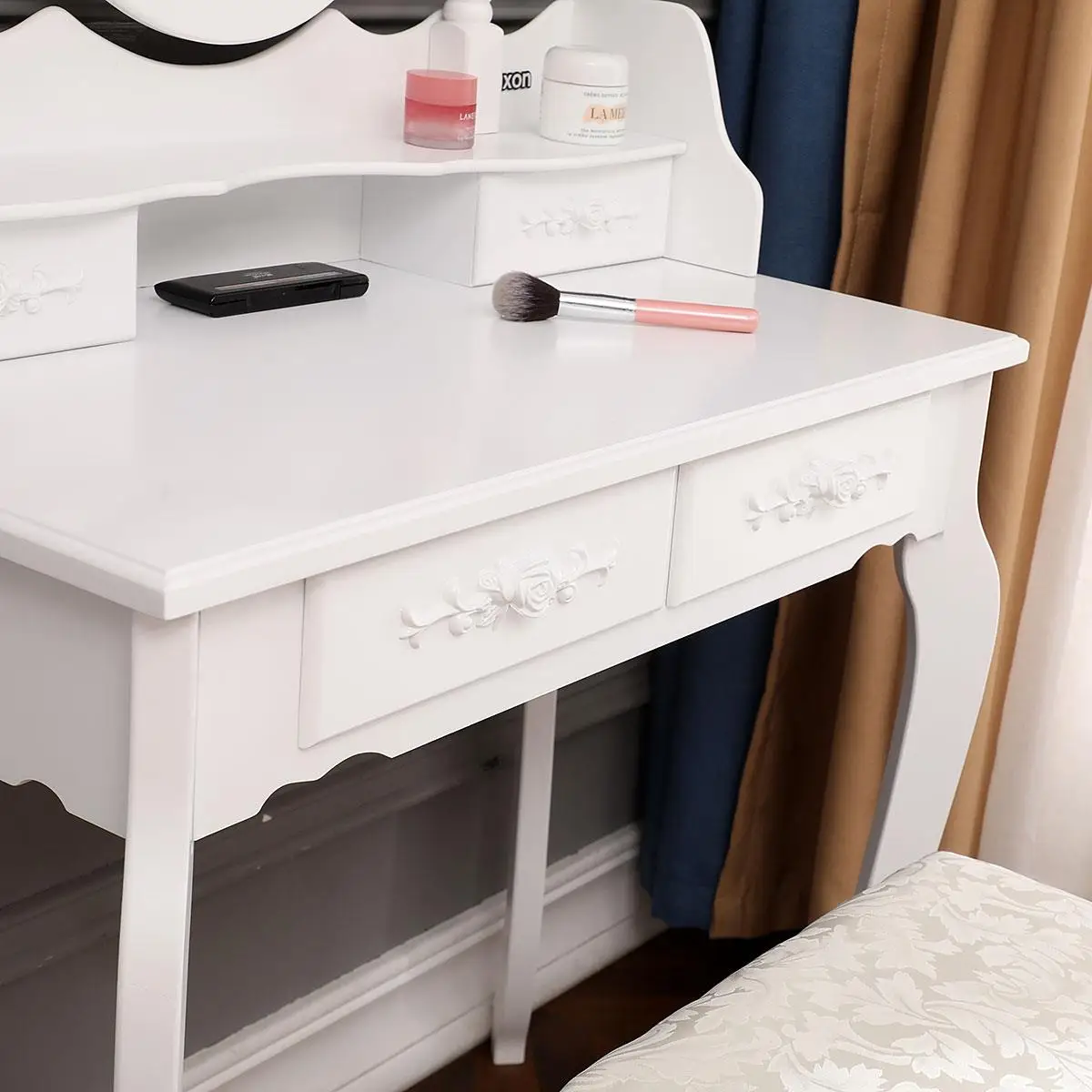  Best Sell Mirrored Make up Vanity Table Modern Dressing Set with Stool for Living