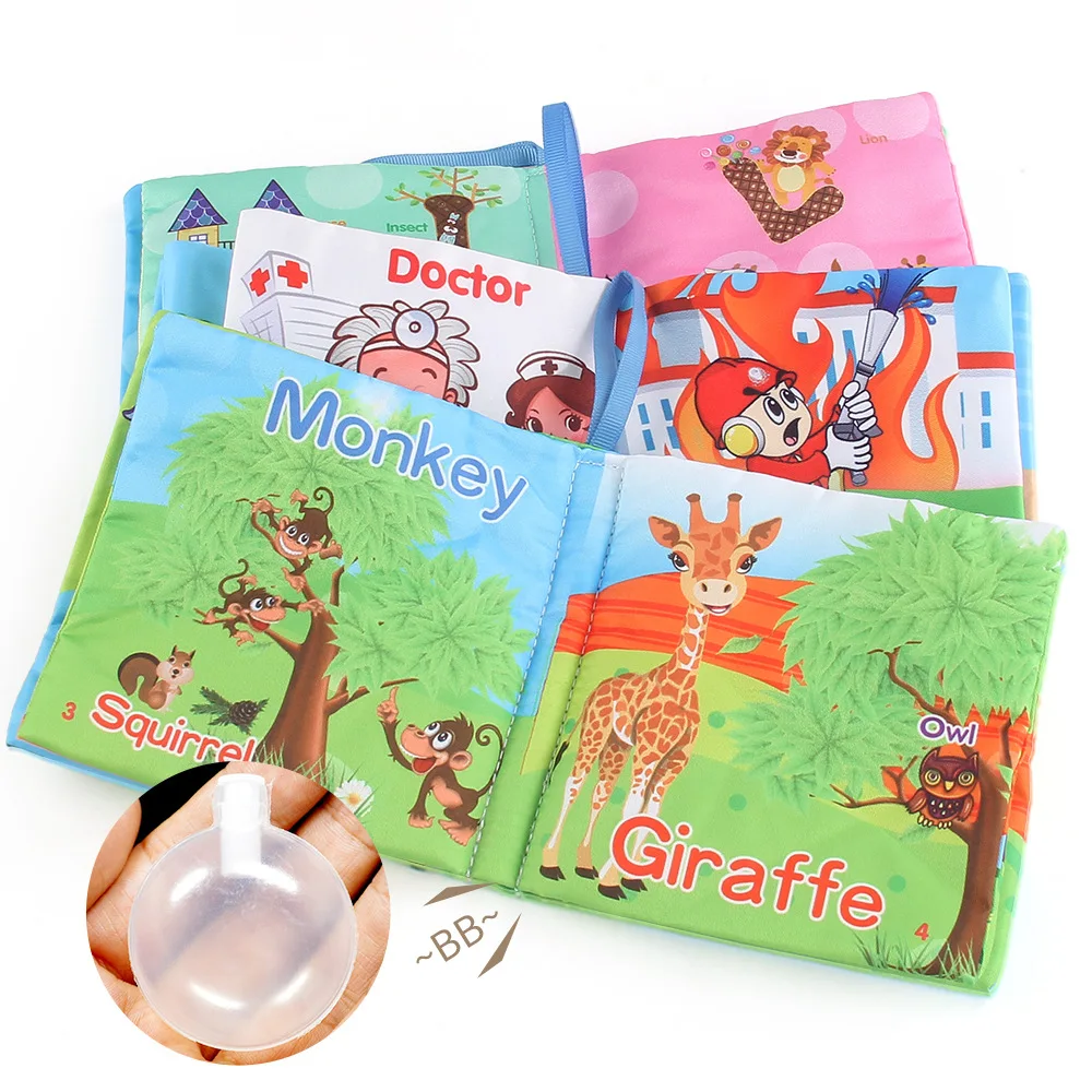 Baby Cloth Book Kids Early Learning Develop Cognize Reading Puzzle Books Parent-child Interactive Soft Rustle Sound Baby Toys