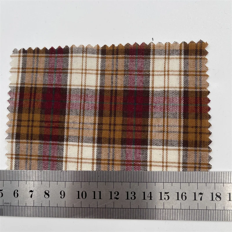 New all cotton 21s yarn dyed Plaid Summer ultra-thin shirt skirt fabric plain cloth