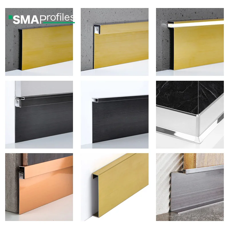 SMAProfiles stainless steel skirting board wall tile edge trim baseboard mould wall protector corner