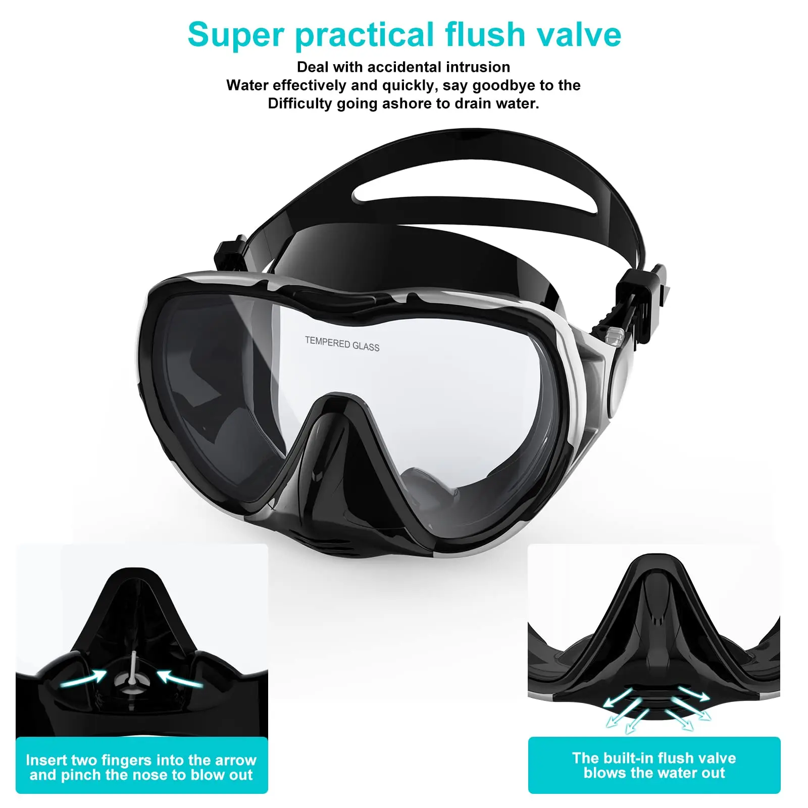Professional Leak-proof Freediving Mask Anti-Fog Tempered Glass Lens Diving Mask For Adult