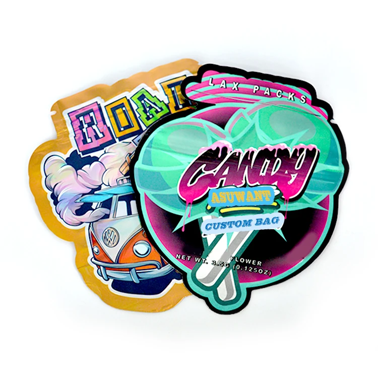 Die Cut Irregular Ziplock Special Shaped Plastic Childproof Smell Proof Candy Bags Mylar Packs 3.5g 7g Custom Shape Mylar Bag