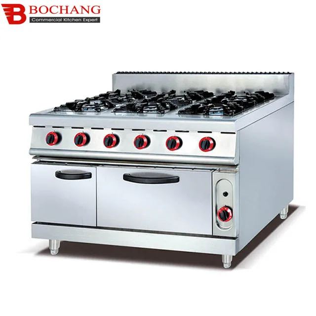 Good Quality Freestanding 6-Burner Gas Cooker with Oven stainless steel Gas Range For Hotel