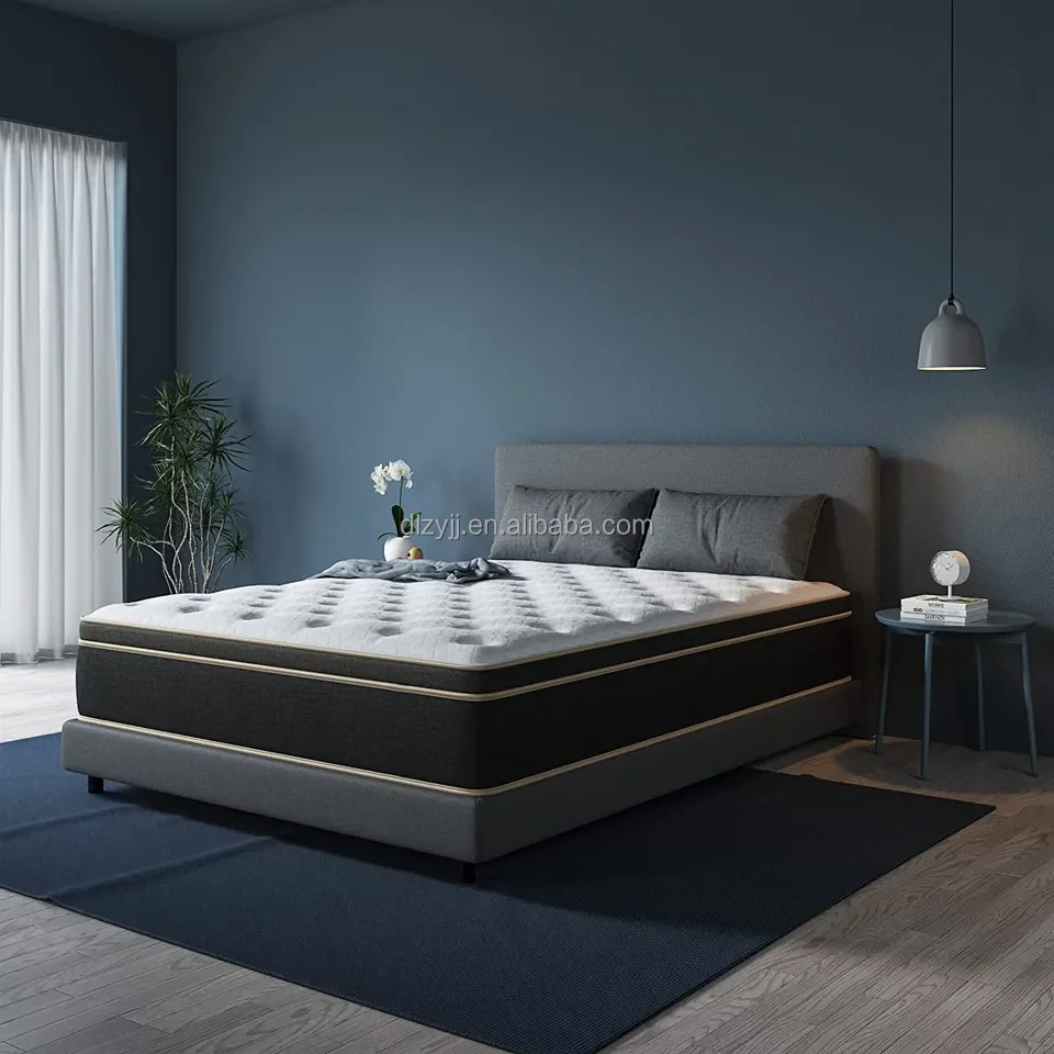 Euro Pillow Top full size plush mattress pocket spring bedroom mattress compressed roll up mattress