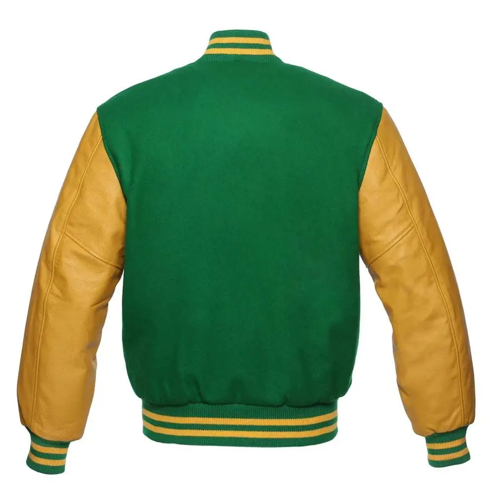 
Plain Wool Body Varsity Jacket With Leather Sleeves Wholesale Bomber Jackets For Men Custom Embroidery Mens Jacket 