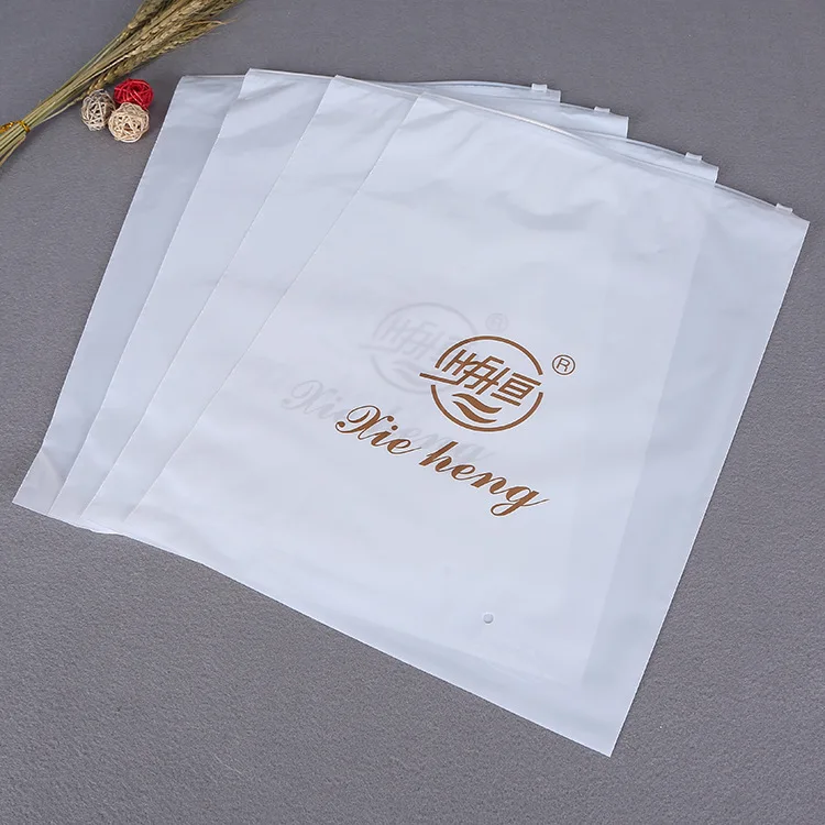 Luxury custom frosted zipper bags clothing plastic zipper packaging bags with logos