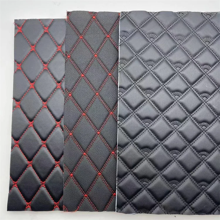 Embroidery quilted ECO Friendly Recycled PVC Faux Leather Fabric for Car Seat Cover