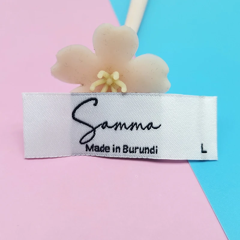 Custom cheap offset printing brand logo size standard back neck apparel clothing woven main  labels