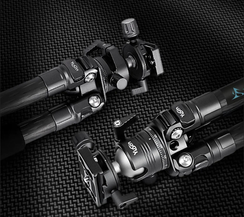 Professional Tripod 4 sections Carbon Fiber Camera Tripod stand with horizontal 360 degree center column