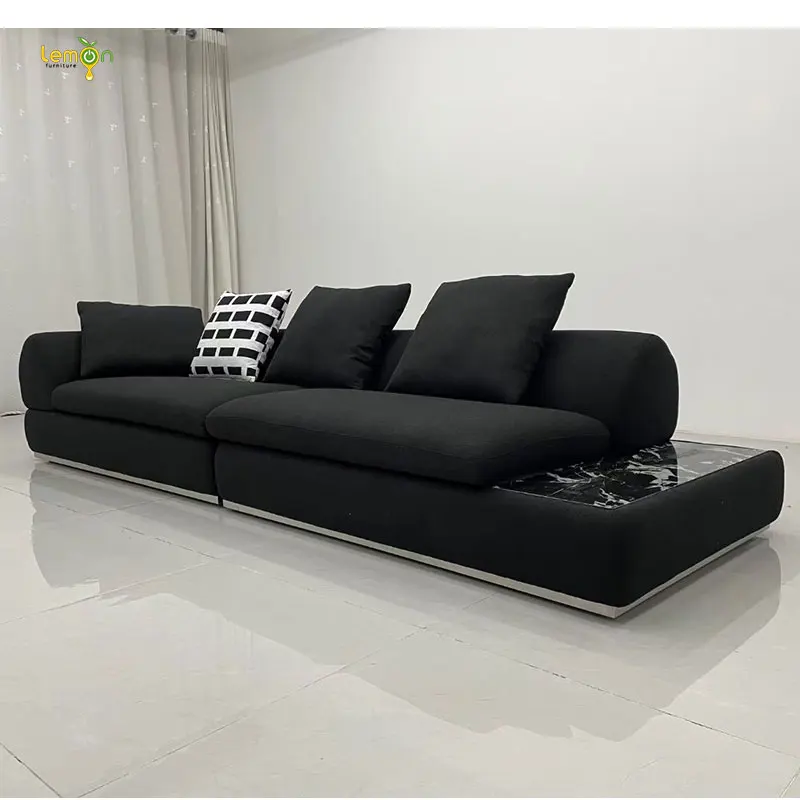 Italian minimalist new Milan fabric sofa villa large flat straight corner combination