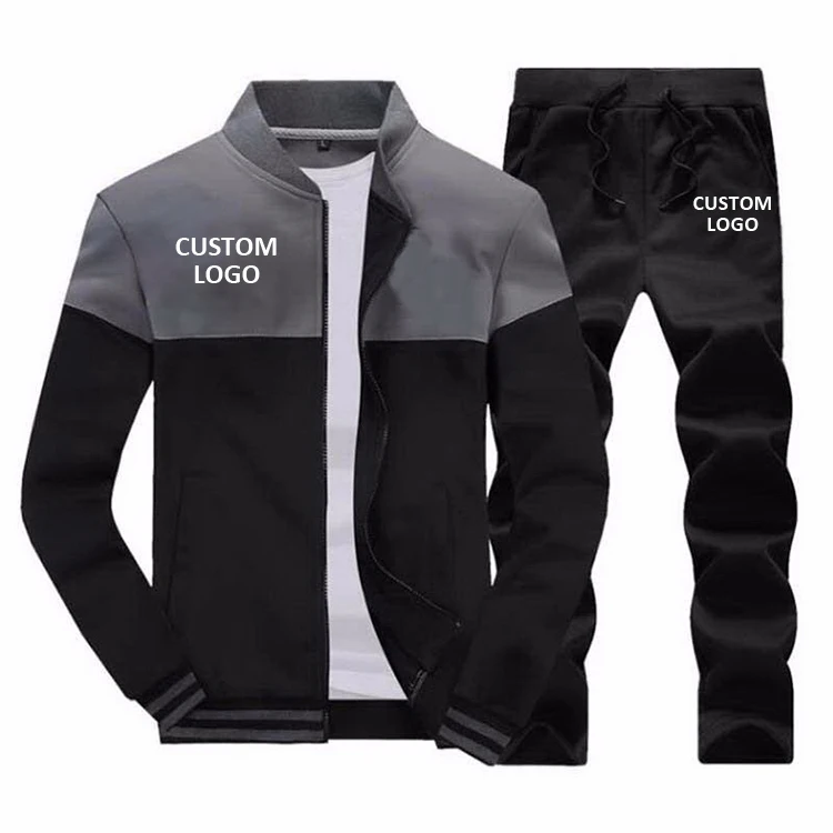 Oem Hot Sale Mens Casual Cotton Plain Sports Fleece Training Custom Logo Tracksuit