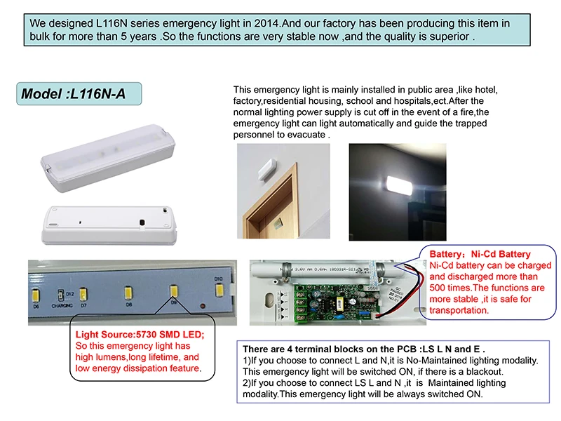 Fire Safety Ip20 LED Bulkhead Emergency Light