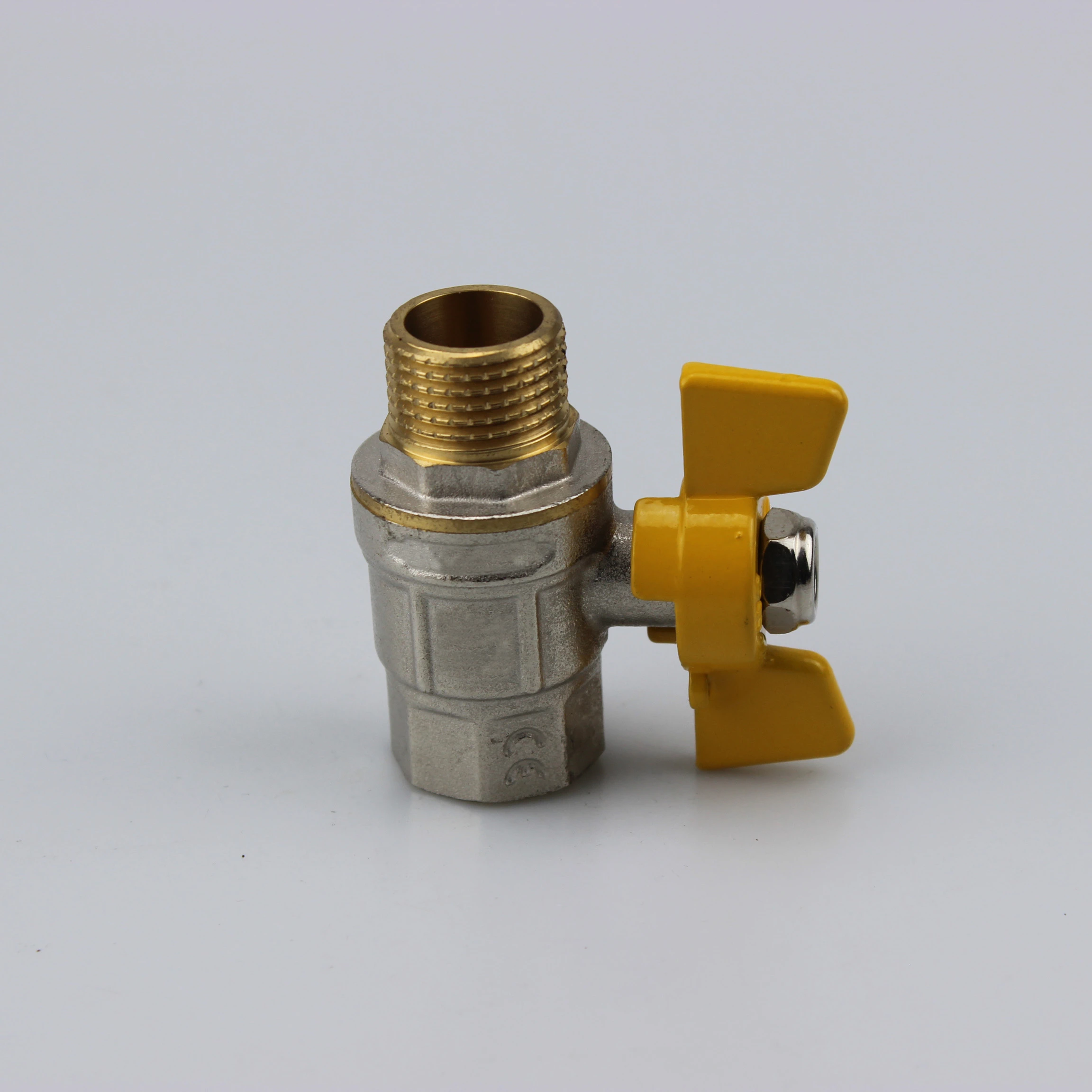 Yellow Butterfly Handle Female and Male Thread Brass Gas Valves ball valve forged