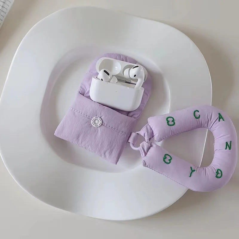 Модный цветной нейлоновый пухлый милый мини-чехол для Airpods портативный чехол переноски