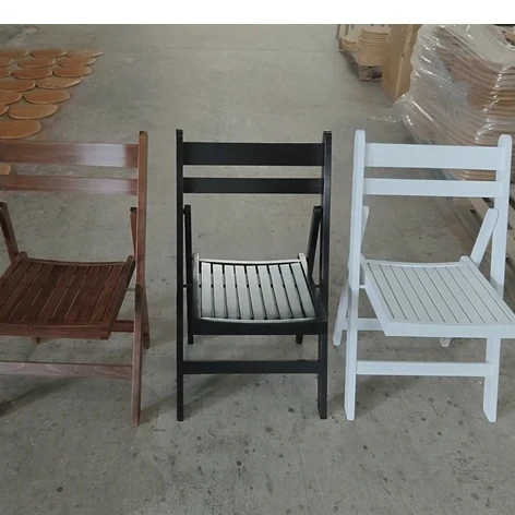 Portable White Wooden Slatted Seat Folding Chairs for Outdoor Garden Event Party