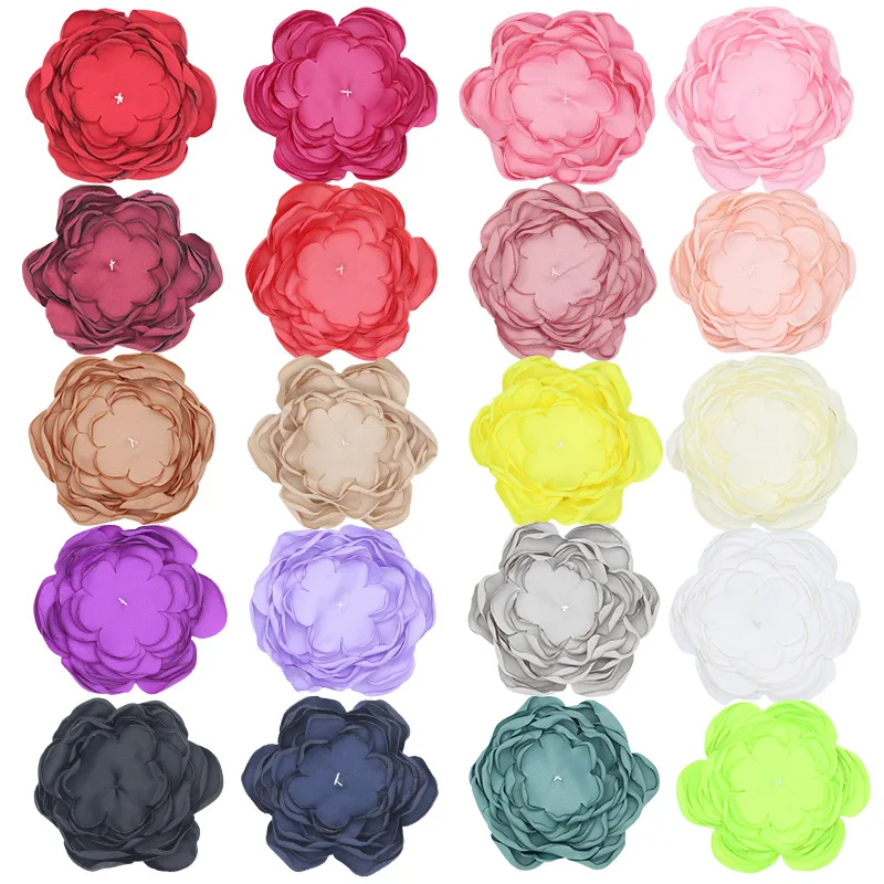 New Arrival Barerres 4.5" Solid Fabric Waffle Hair Bows Without Hair Clip For DIY Hair Accessories