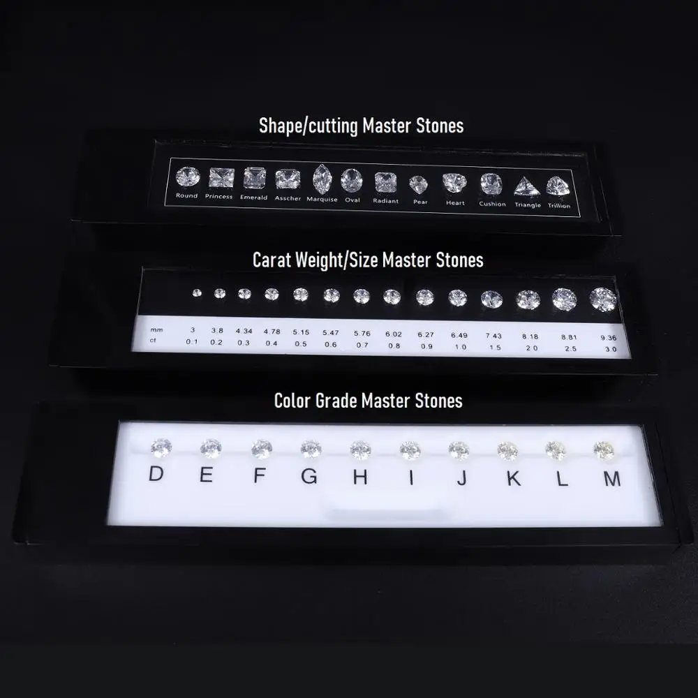 High quality Hand selected VVS Cubic Zircon Diamond Master Stone Diamond Sizes Comparison Set