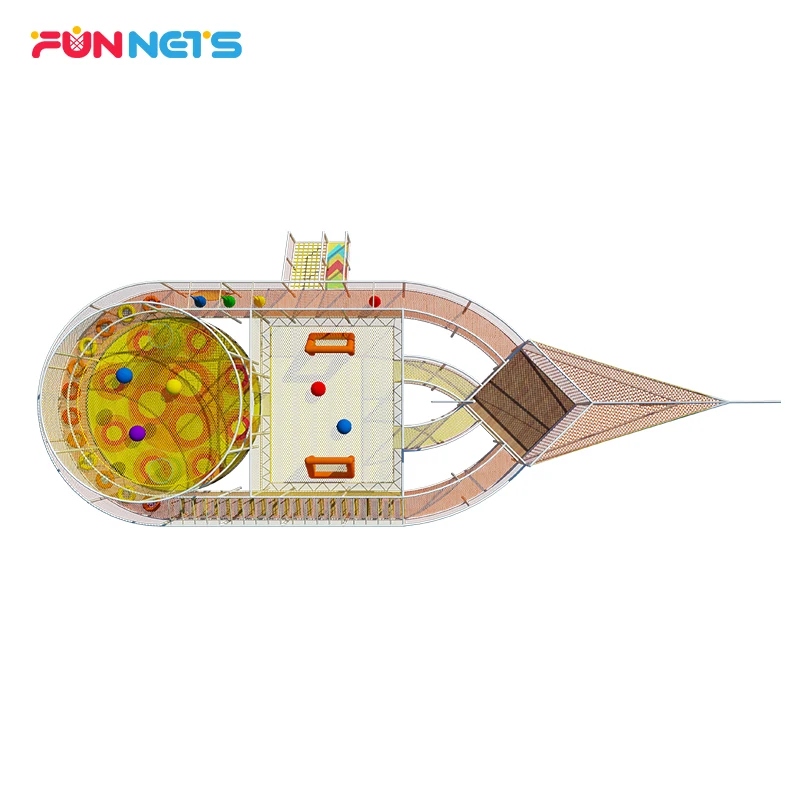 Детский воздушный канат-лабиринт для игр на открытом воздухе