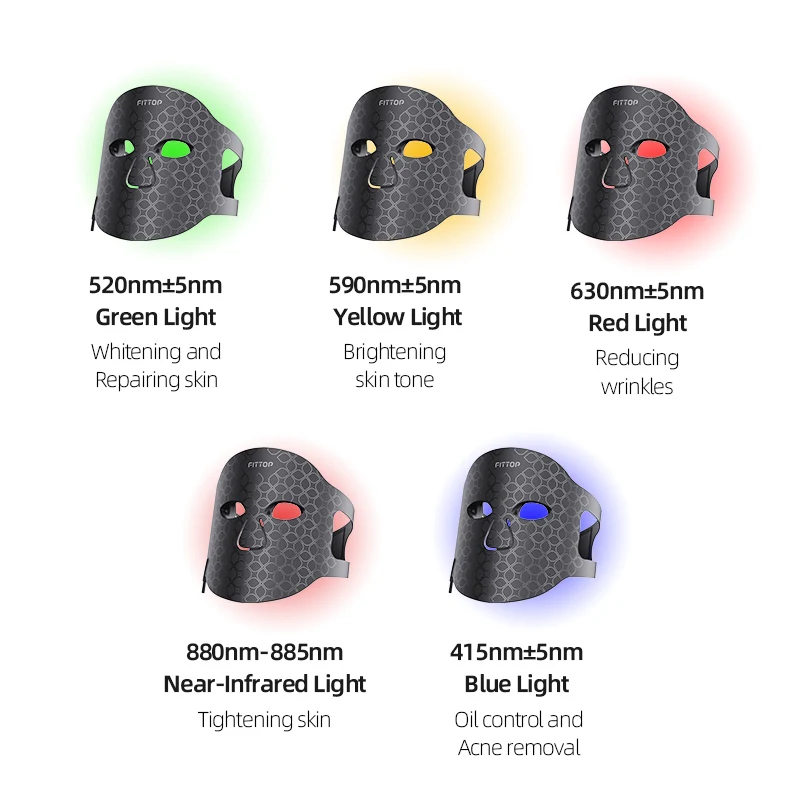 Manufacturer supplies 630 880nm facial led red light therapy mask red infrared 520 590 415nm skin care mask collagen led