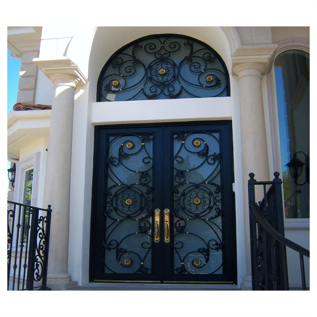 American iron work double door safety steel entrance villa main front door